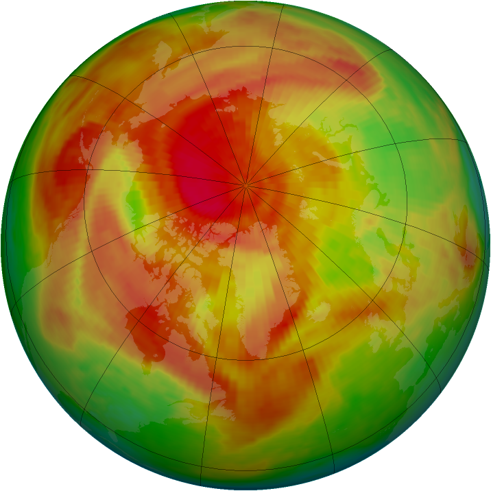 Arctic ozone map for 08 April 1991